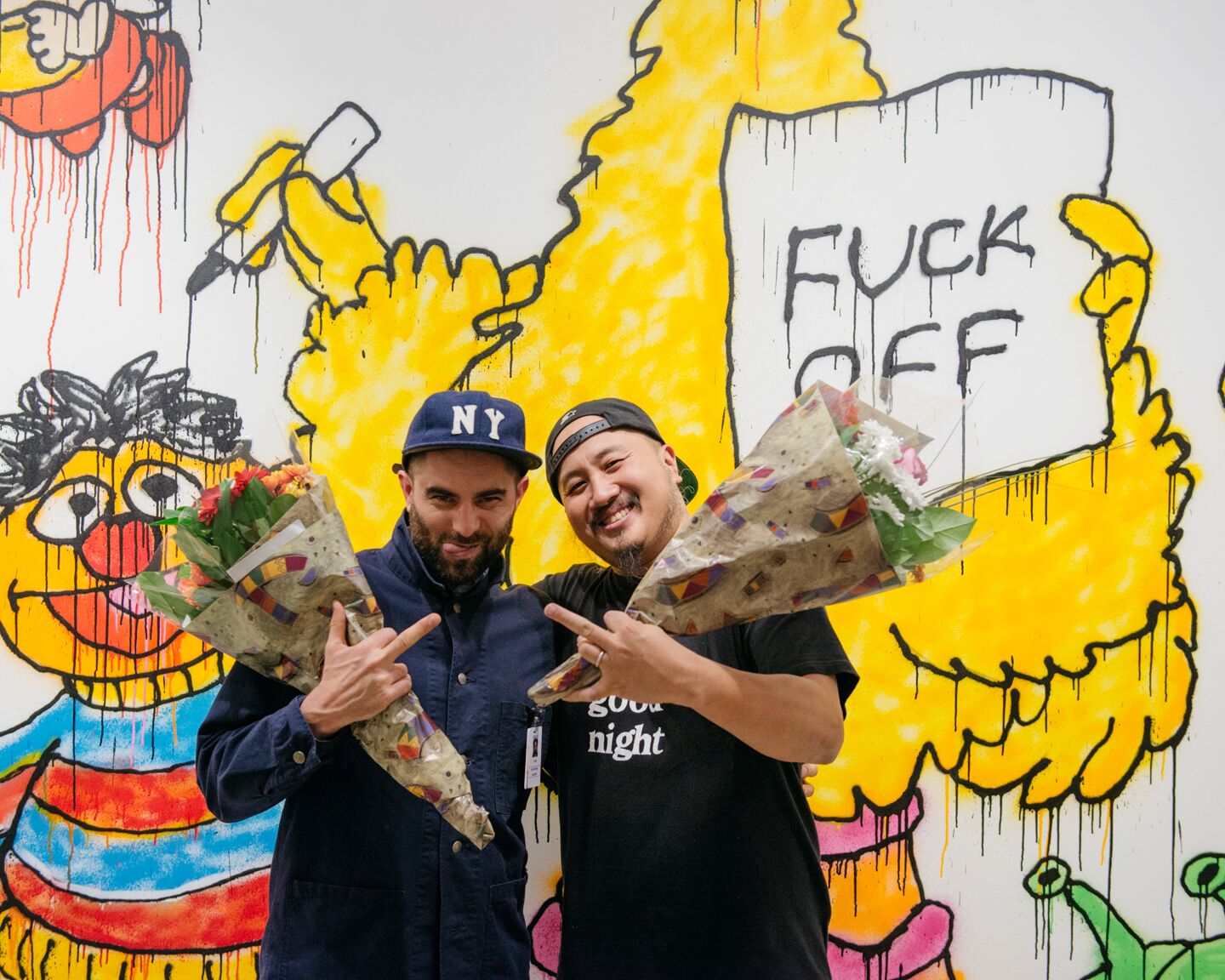 Juxtapoz editor Evan Pricco with Madsaki