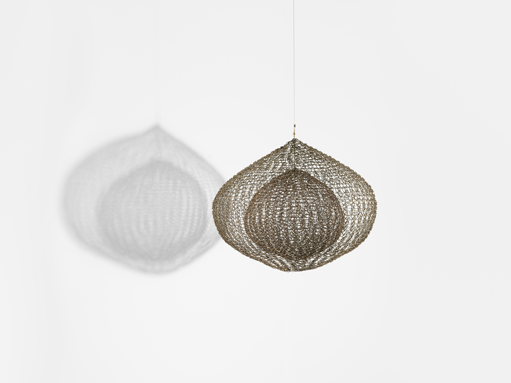 Untitled (S.068, Hanging, Single Lobe, with a Suspended Interior Sphere), c. 1952 © The Estate of Ruth Asawa Courtesy The Estate of Ruth Asawa and David Zwirner, New York/London/Hong Kong