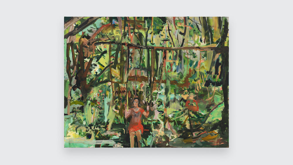 Cecily Brown Woman on a Swing, 2019–2020  Oil on linen  23 x 29 inches 58.4 x 73.7 cm      Signed and dated verso     Courtesy the artist and Paula Cooper Gallery