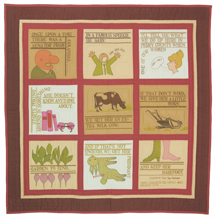 Jean Ray Laury, Barefoot and Pregnant, 1987, 47.23 x 46 in, International Quilt Museum, IQSCM 2010.014.0005. Image Credit: International Quilt Museum, University of Nebraska- Lincoln