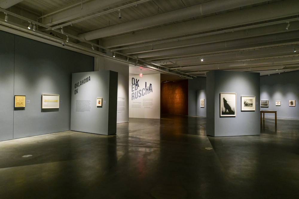 Installation view of Ed Ruscha: OKLA. © Ed Ruscha. Photo by Trayson Conner.