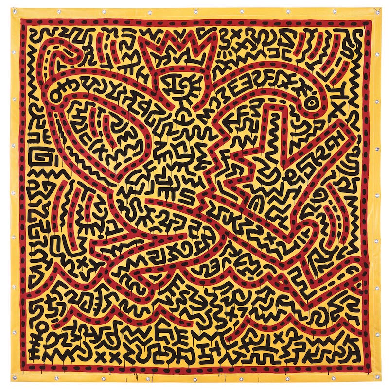 Untitled, 1983 Vinyl paint on vinyl tarpaulin 96 x 96 in. The Broad Art Foundation  © Keith Haring Foundation