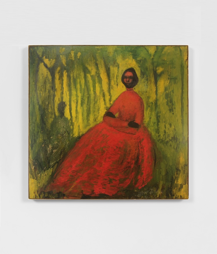 Woman in Red Dress in Forest, c. 1957-1960