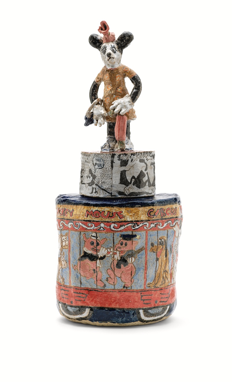 Magdalena Suarez Frimkess, Mickey Mouse Circus Jar with Minnie Mouse Finial, 2008, collection of Karin Gulbran, © Magdalena Suarez Frimkess, photo © Museum Associates/LACMA