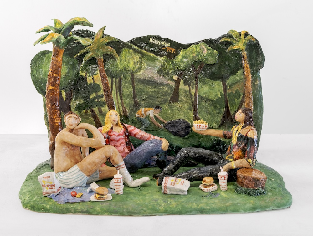 LUNCHEON IN GRIFFITH PARK, Glazed ceramics stoneware, 17” x 12” x 12”, 2024