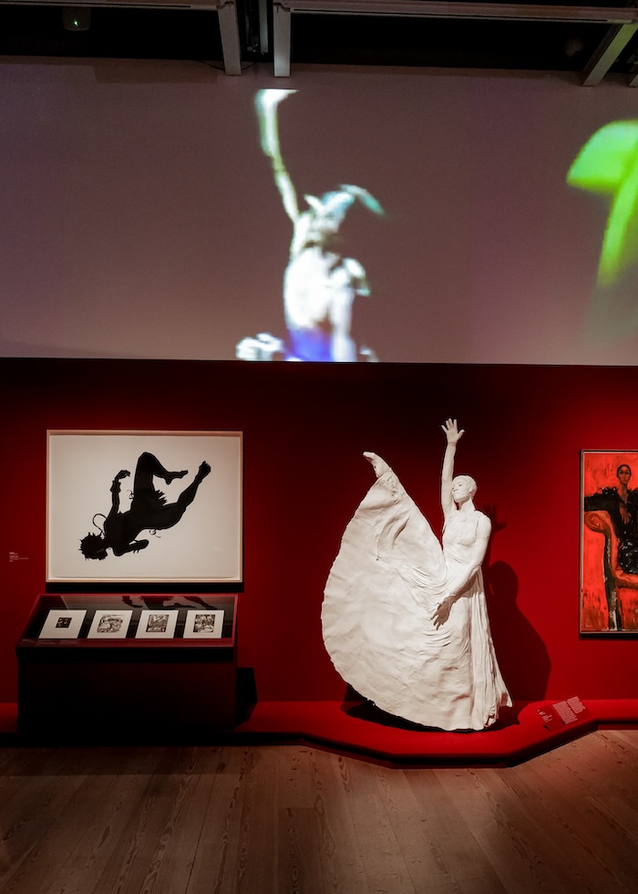 Installation view of Edges of Ailey (Whitney Museum of American Art, New York, September 25, 2024-February 9, 2025). From left to right: Kara Walker, African/American, 1998; Elizabeth Catlett, I am the Negro woman, 1947; Elizabeth Catlett, In Harriet Tubman I helped hundreds to freedom, 1946; Elizabeth Catlett, In Sojourner Truth I fought for the rights of women as well as Negroes, 1947; Elizabeth Catlett, In Phillis Wheatley I proved intellectual equality in the midst of slavery, 1946; Karon Davis, Dear Mama, 2024; Geoffrey Holder, Portrait of Carmen de Lavallade, 1976. Photograph by Jason Lowrie/BFA.com. © BFA 2024