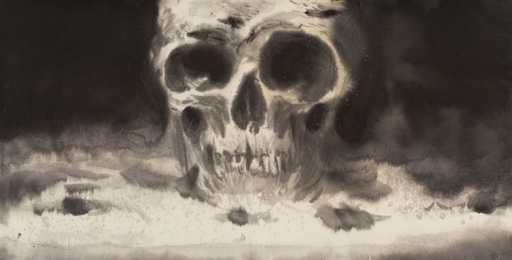 Apocalypse - Skull, 2013 Sumi on washi 13 3/4 x 27 in, 35 x 68.5 cm