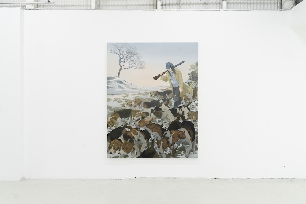 Hunters, 2025 Oil on canvas 84 x 66 in // all photos are courtesy the artist and Micki Meng