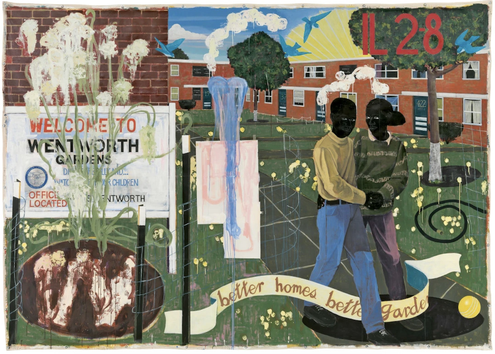 Better Homes, Better Gardens, 1994 Acrylic and collage on canvas. 254 x 360.7 cm. Denver Art Museum. © Kerry James Marshall. Image courtesy of the artist and Jack Shainman Gallery, New York.